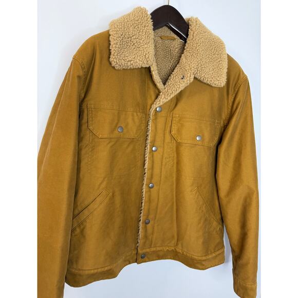 Uniqlo U Lemaire Men U Pile-lined Trucker Jacket Preppy Tan Cotton Moleskin Sz L - Picture 3 of 14